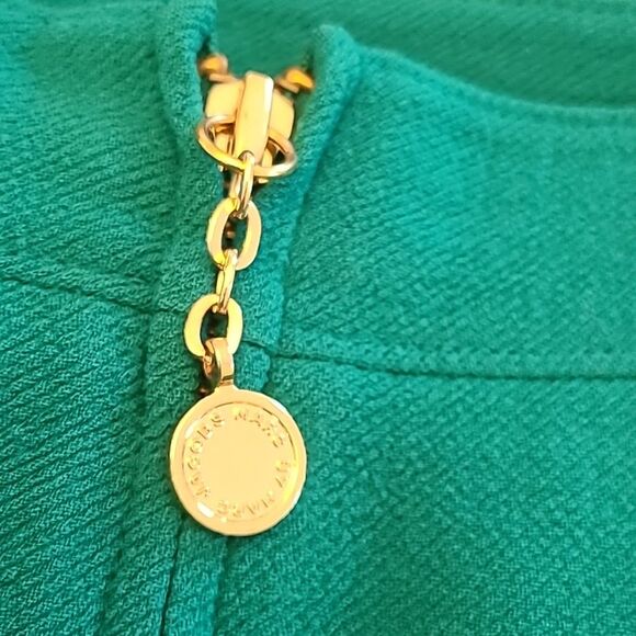 MARC Marc Jacobs TEAL WOOL SKIRT With Bows & Gold Zipper Pull Lined Size 4 Glee - Picture 8 of 10